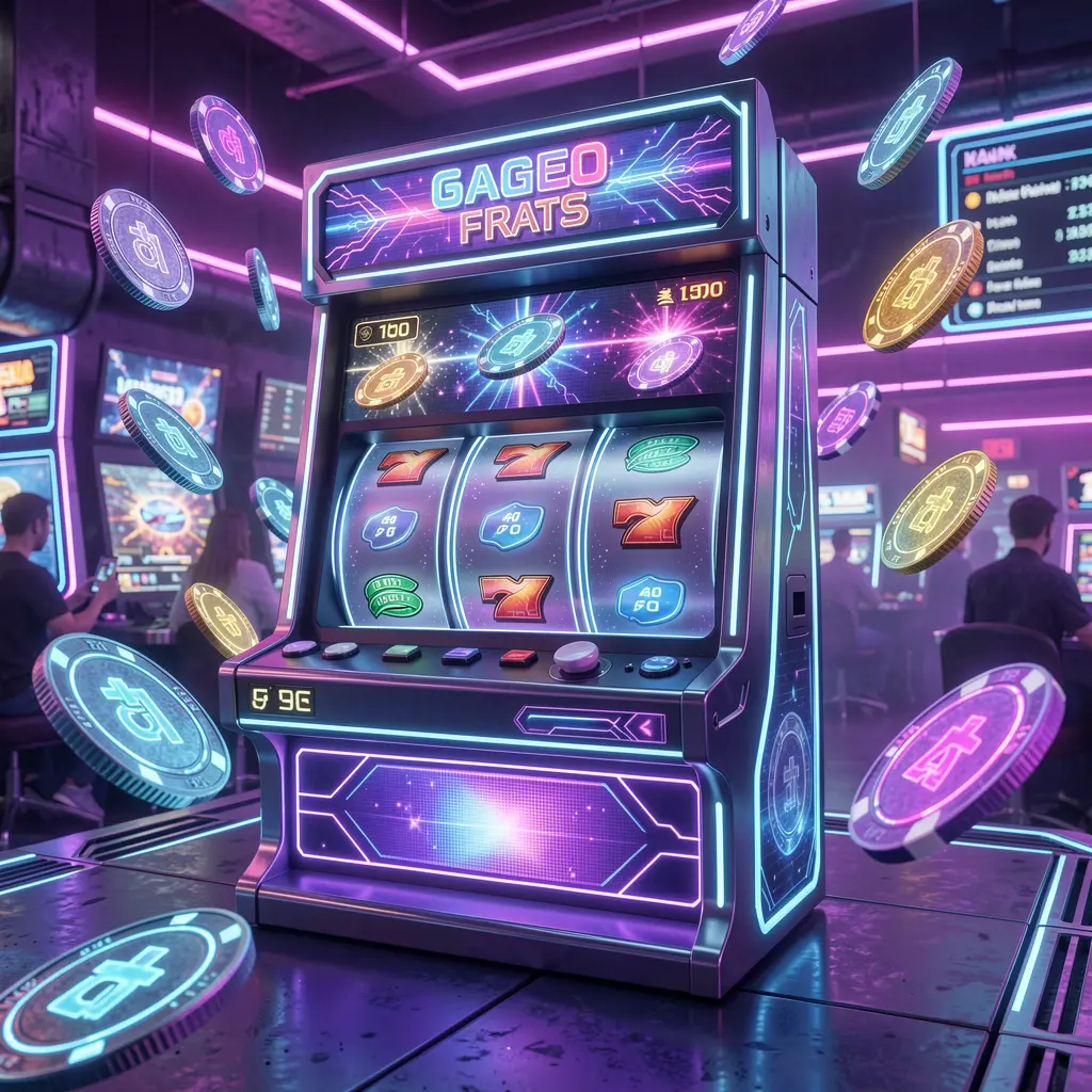 Close up of a modern slot machine with bright neon lights and spinning reels showcasing the immersive slot experience at 20OK casino for players in Bangladesh
